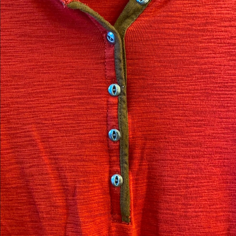 Ralph Lauren Faux Suede Detail Shirt Red/Brown - Picture 5 of 5